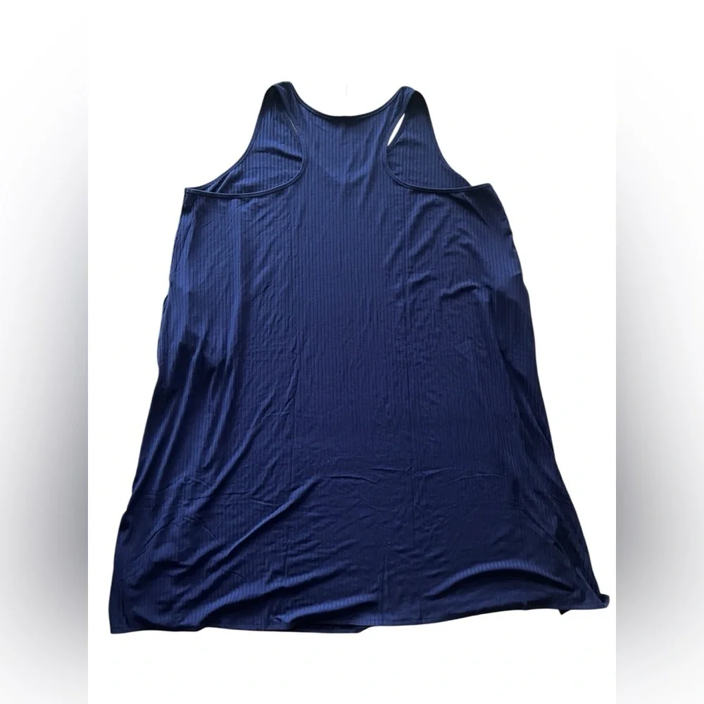 Sleep By Cacique Ribbed Dress Women's 34/36 Navy Blue Lounge Pockets Sleeveless
